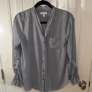 Charter Club Black and White Geometric Blouse